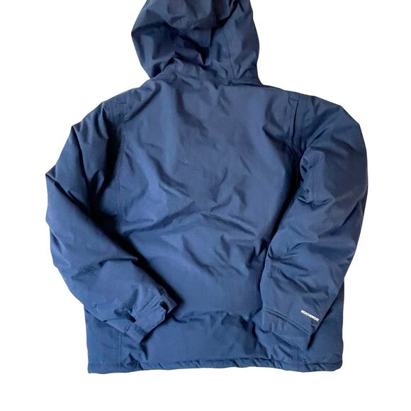 Eddie Bauer Men’s WeatherEdge Waterproof Down Parka Large Navy Hooded Jacket - Picture 3 of 9